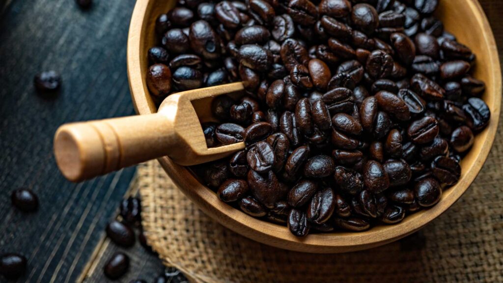 The freshly roasted beans of coffee is what peet's coffee is good at. 