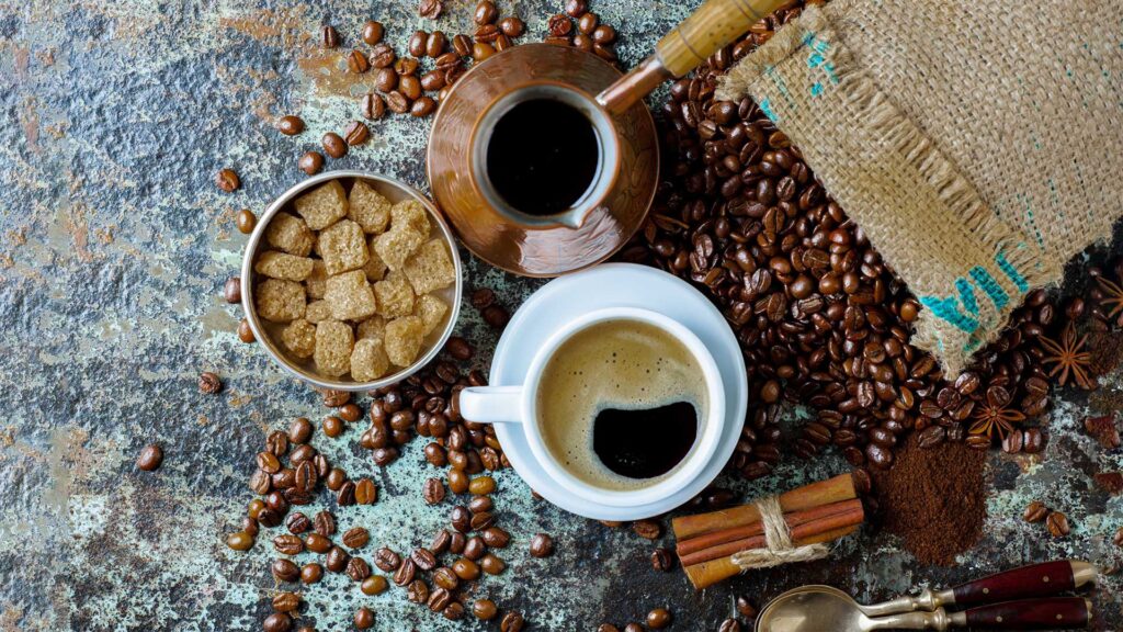 Taste of brown sugar in coffee.