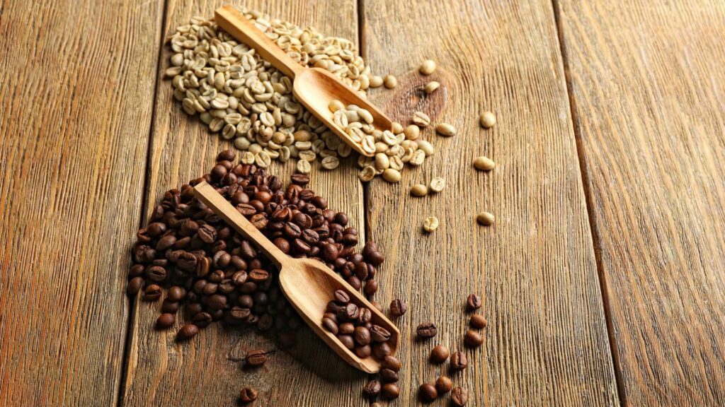 Different levels of roasted coffee.