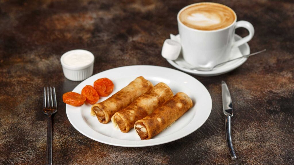 Crepes being a good combination to try with coffee.