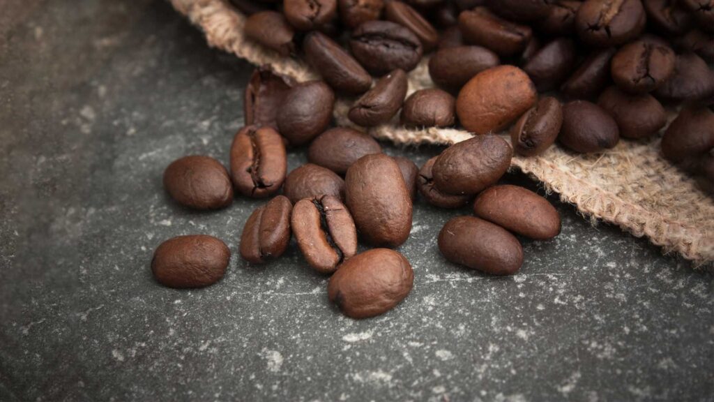 Regular Coffee Beans are less shiny.