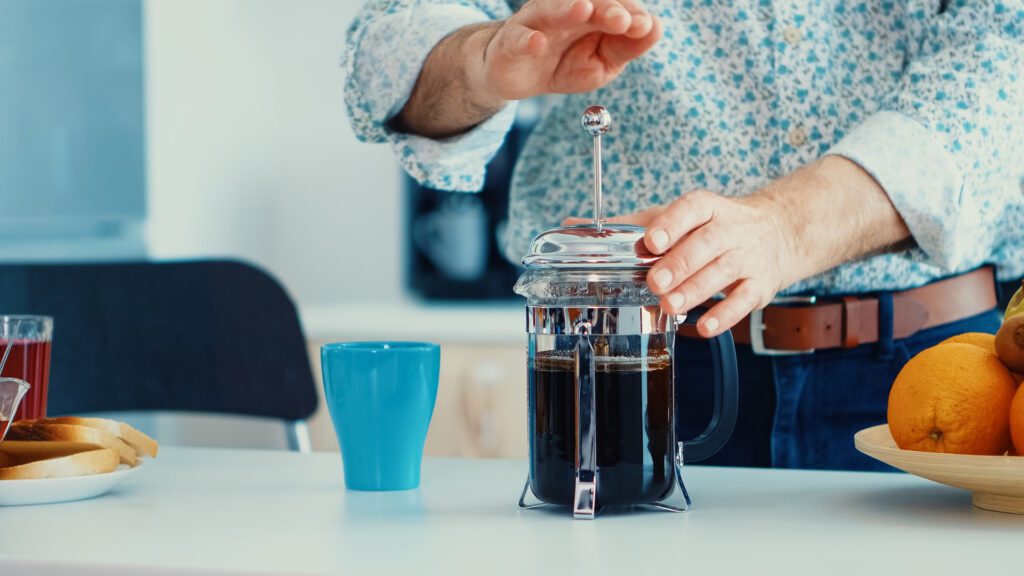 French press method when you have no electricity to make coffee.